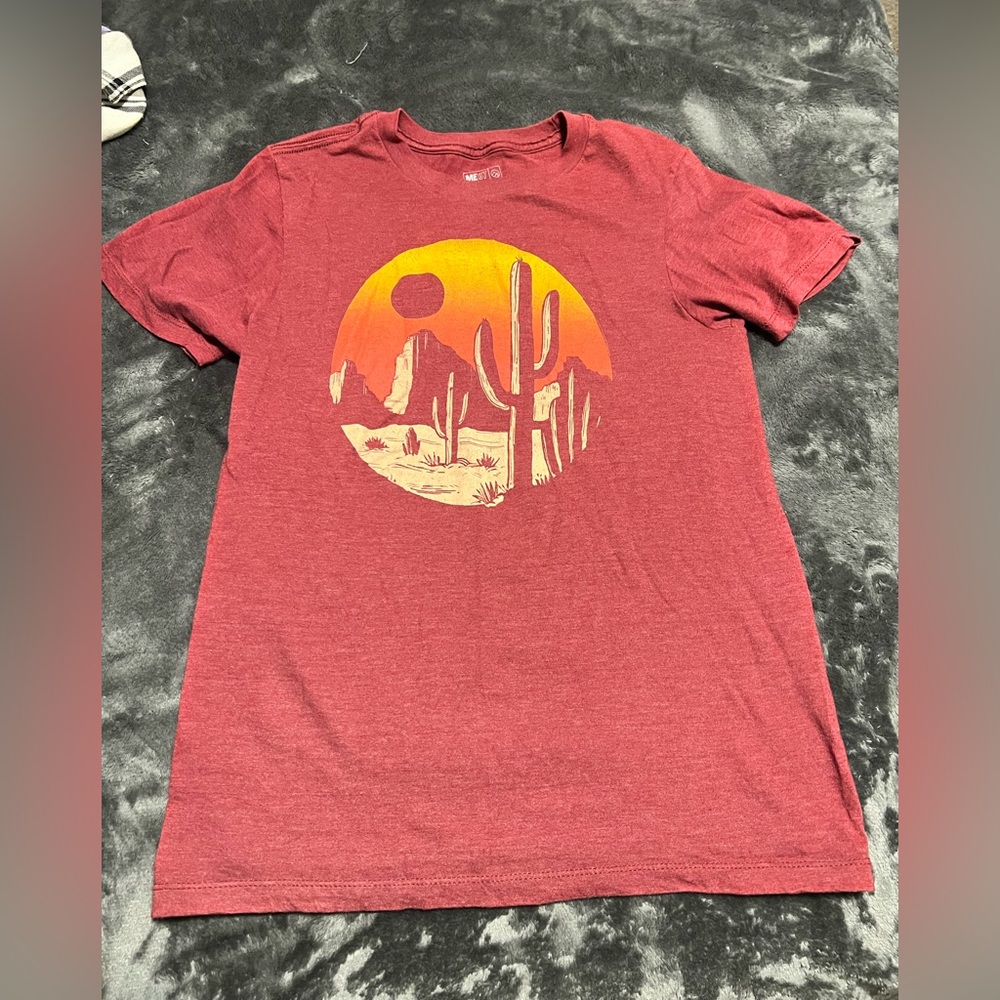 Red Graphic T-Shirt with Desert Scene